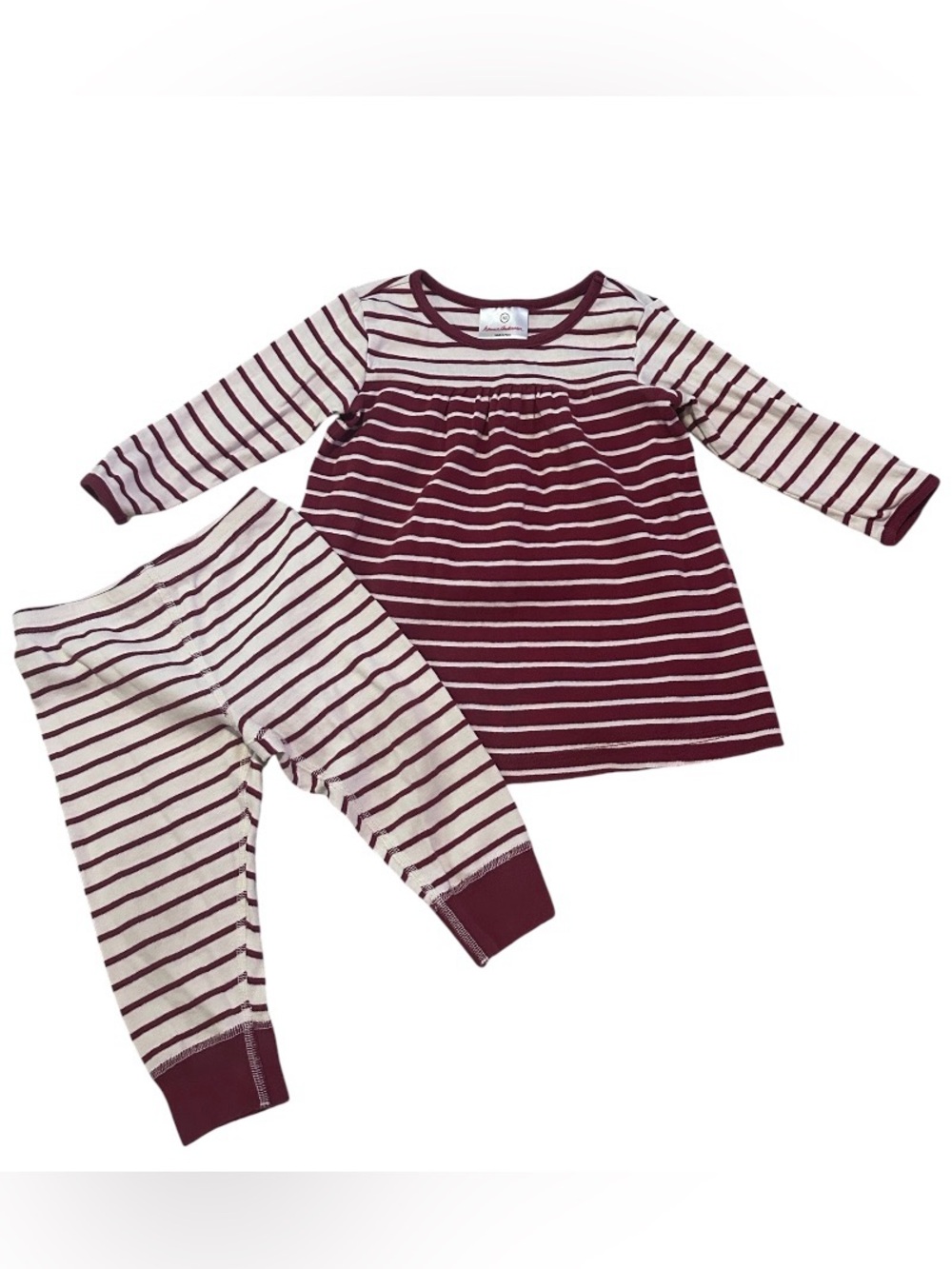 Hanna Andersson Burgundy and Cream Striped Kids Set